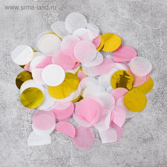 Наполнитель для шара "Конфетти круг" 2,5 см, фольга, МИКС золотой и розовый, 500г - Фото 1