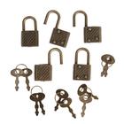 Замочек с ключиком для шкатулки металл набор 5 шт С286 бронза 3,1х1,7 см - фото 8414350