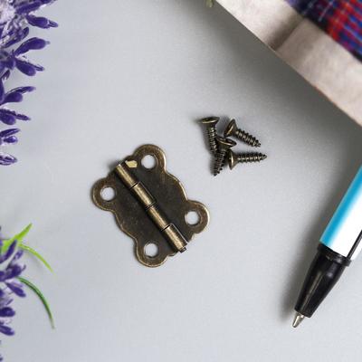 Петля накладная фигурная угол открывания 180 градусов, с крепежом, для шкатулок, ключниц, набор 10 шт., 2×1.7 см