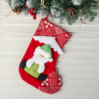 Носок для подарков "Снежный дом" Дед Мороз, 19х26 см, красный - фото 8414373