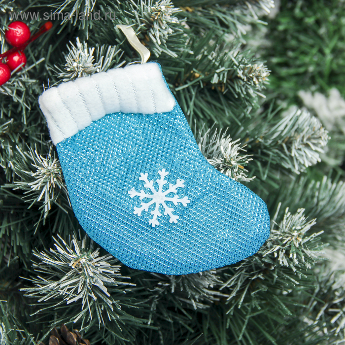 Носок для подарка "Снежинка" 9*11,5 см, голубой - Фото 1
