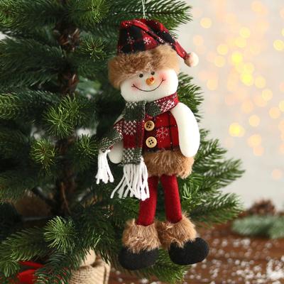 Игрушка мягкая «Снеговик в клетку» 8×29 см, красно-коричневый