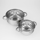 Набор кастрюль «Гретта», 2 предмета: 2.2; 4.2 л, капсульное дно, индукция, нержавеющая сталь, AISI - 201 - Фото 3