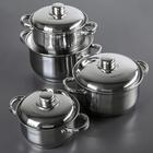 Набор кастрюль «Гретта», 4 предмета: 1.8 л, 2.5 л, 3.4 л, 4.5 л, капсульное дно, индукция, нержавеющая сталь - Фото 1