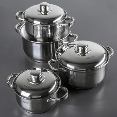 Набор кастрюль «Гретта», 4 предмета: 1.8 л, 2.5 л, 3.4 л, 4.5 л, капсульное дно, индукция, нержавеющая сталь