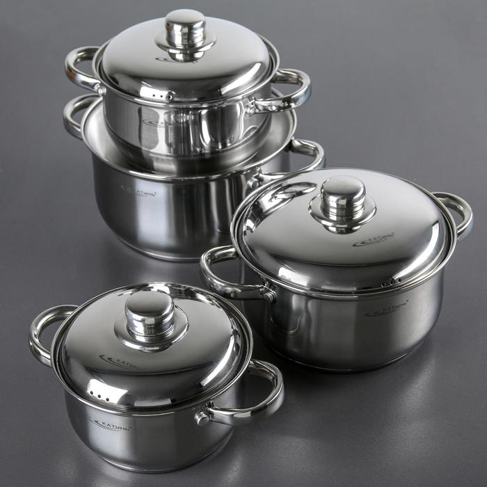 Набор кастрюль «Гретта», 4 предмета: 1.8 л, 2.5 л, 3.4 л, 4.5 л, капсульное дно, индукция, нержавеющая сталь - Фото 1