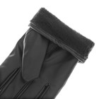 Перчатки кожзам черные - Фото 3