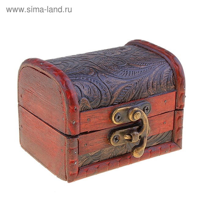 шкатулка сундучок дерево цветочный узор 8,5*6,5*7,5 см - Фото 1