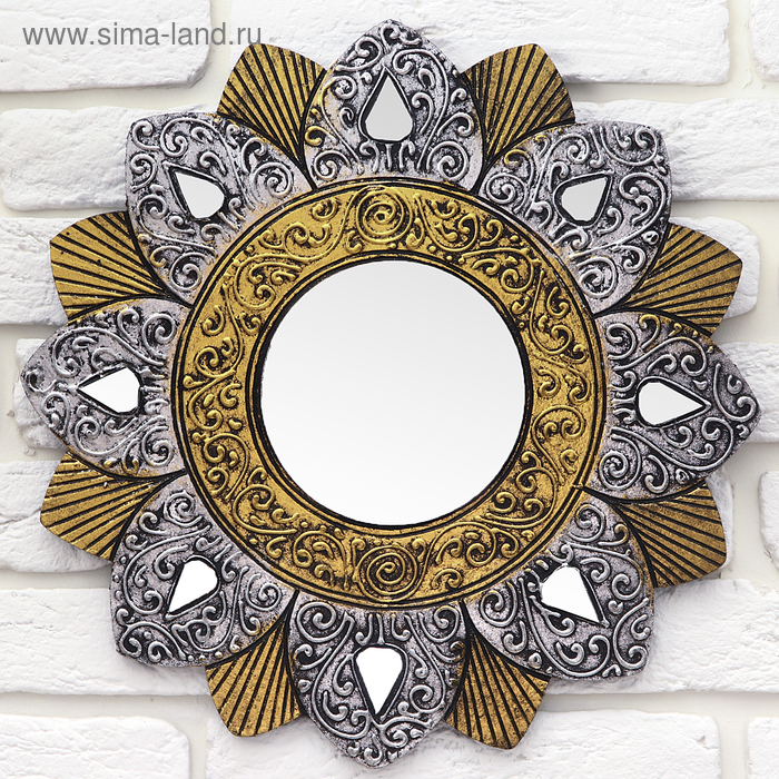 Панно зеркальное "Цветок" 40х1х40 см - Фото 1