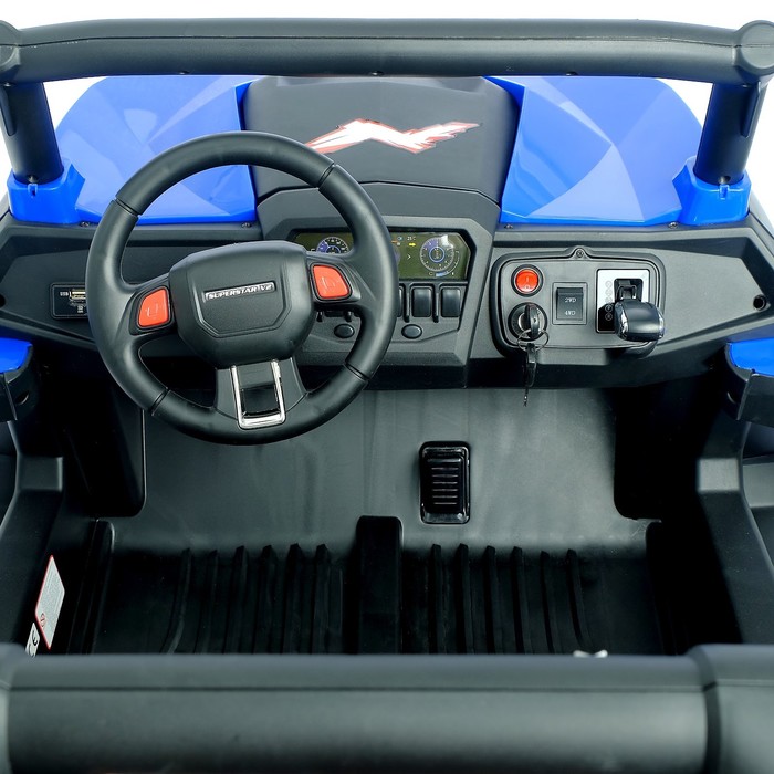 Электромобиль «БАГГИ», полный привод 4WD, кожаное сиденье, цвет синий - фото 1886333077