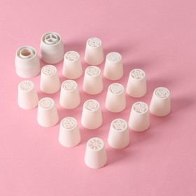 Набор насадок кондитерских, d=3.5 см, 16 шт., 2 адаптера, цвет МИКС 3572055