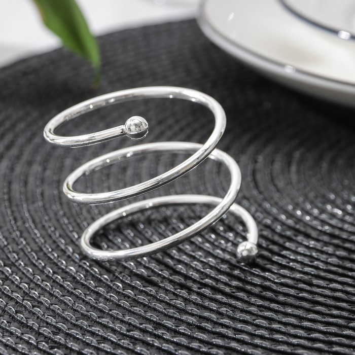 Кольцо для салфеток «Спираль», 4,5×4 см, цвет серебряный - Фото 1