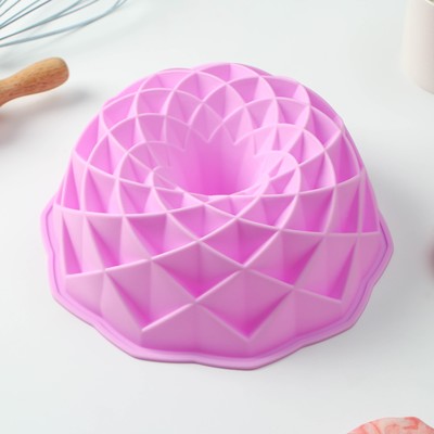 Форма для выпечки силиконовая Доляна «Ромбовидная», d=23 см, цвет розовый - Фото 1