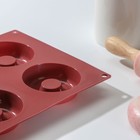 Форма для выпечки Доляна «Сладости.Пончики», силикон, 29×17 см, 6 ячеек, d=6,8 см, цвет МИКС - фото 4253767