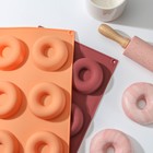 Форма для выпечки Доляна «Сладости.Пончики», силикон, 29×17 см, 6 ячеек, d=6,8 см, цвет МИКС - фото 4253769