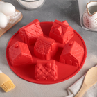 Форма силиконовая для выпечки Доляна «Дом», 26×26 см, 6 ячеек (6,5×6,5×3,5 см), цвет МИКС - Фото 1