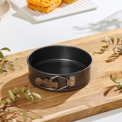 Форма для выпечки Доляна «Элин. Круг», 14×4.5 см, разъёмная, антипригарное покрытие, чёрная