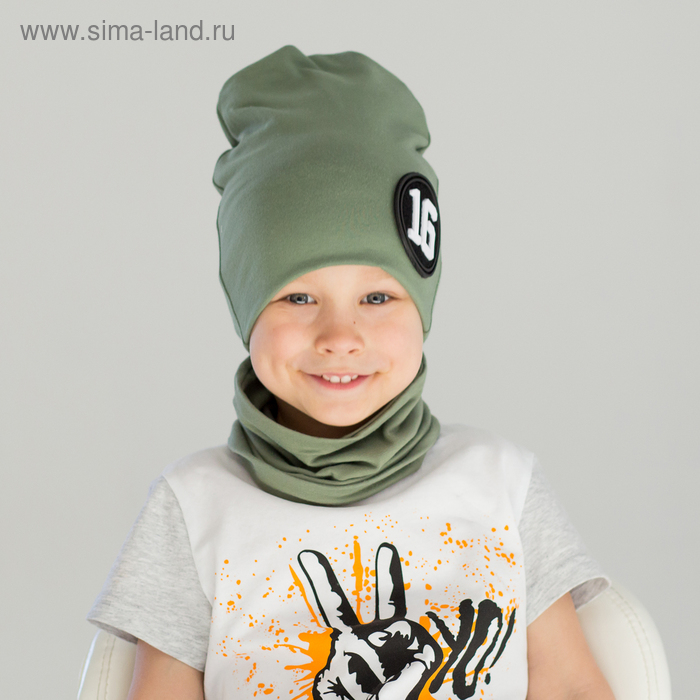 Двухслойная шапка 16, (НФ-00022679), хаки, р-р 46-50 см - Фото 1