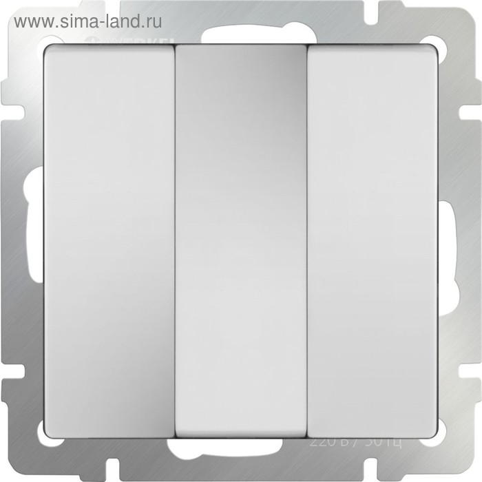 Выключатель трехклавишный  WL01-SW-3G, цвет белый - Фото 1