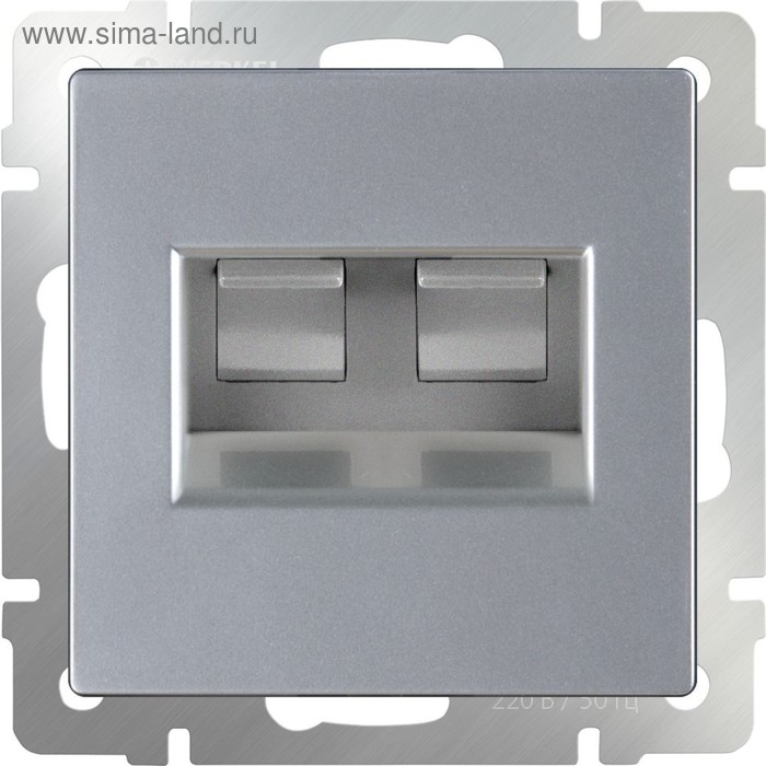Розетка двойная Ethernet RJ-45  WL06-RJ45+RJ45, цвет серебряный - Фото 1