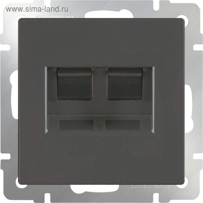 Розетка двойная Ethernet RJ-45  WL07-RJ45+RJ45, цвет серо-коричневый - Фото 1