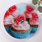 Подставка для торта Доляна «Маффин», d=32 см, вращающаяся, стекло, разноцветная - Фото 2