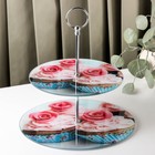 Этажерка-фруктовница круглая Доляна «Маффин», 2 яруса, d=25/20 см, стекло - Фото 3