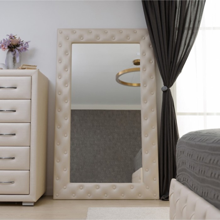 Зеркало «Рондель», большое, 1005 × 1705 мм, экокожа, цвет nice beige