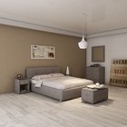 Кровать двуспальная «Птичье гнездо», с мягким изголовьем, 1400×2000 мм, премиум рогожка, дымчатая, кварц - Фото 1