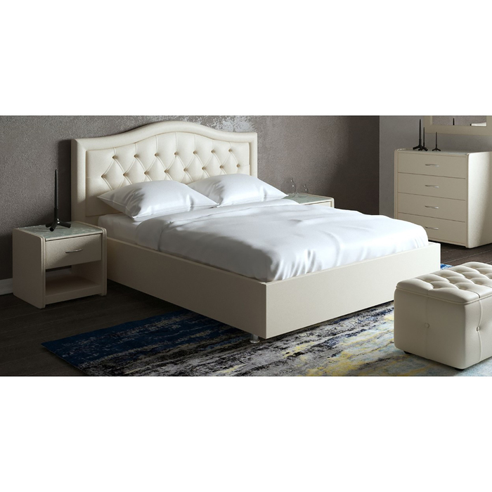 Кровать «Ротонда» с ПМ, 1400 × 2000 мм, встроенное основание, экокожа, цвет nice beige