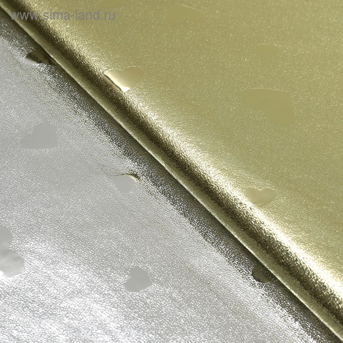Плёнка с металлизированная "Сердца", цвет золотой, 50 х 70 см - Фото 1