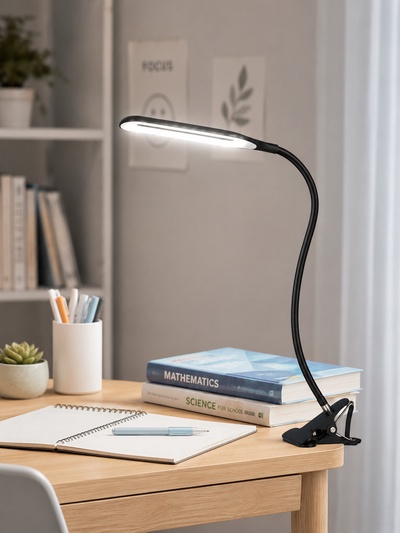 Лампа настольная RISALUX «Офисный чёрный», светодиодная, на прищепке, от USB, 11×7.5×60.5 см