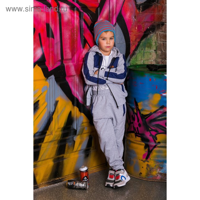 Спортивный костюм для мальчика Sport, комбиниров.плащевкой, серый, рост 146-152 (40) - Фото 1