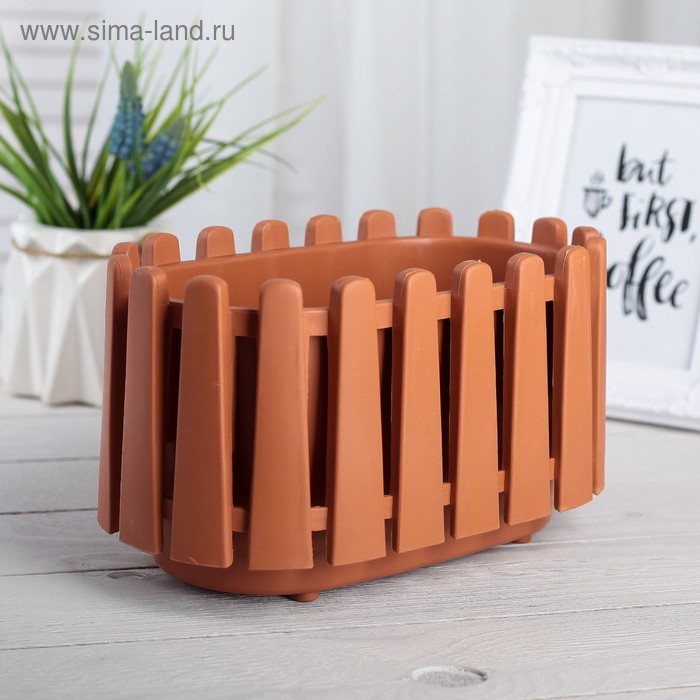 Кашпо для цветов «Заборчик», цвет терракот - Фото 1