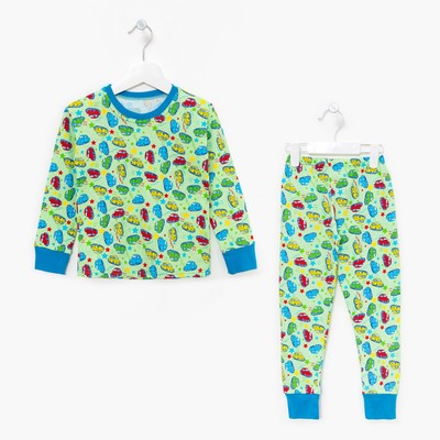 Пижама для мальчика "Машины и Звёзды", цвет зелёный МИКС, рост 98 см