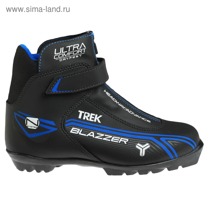 Ботинки лыжные TREK Blazzer Control 3, NNN, искусственная кожа, цвет чёрный/синий, лого белый, размер 39 - Фото 1