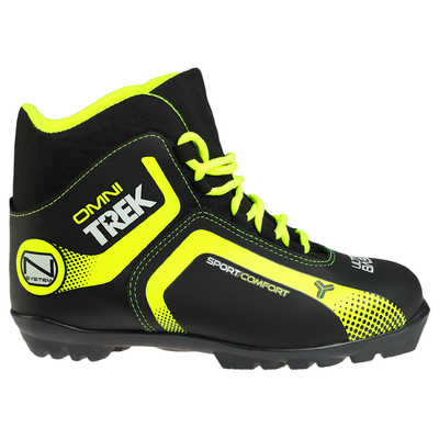 Ботинки лыжные TREK Omni 1, NNN, искусственная кожа, цвет чёрный/лайм-неон, лого серый/лайм-неон, размер 36