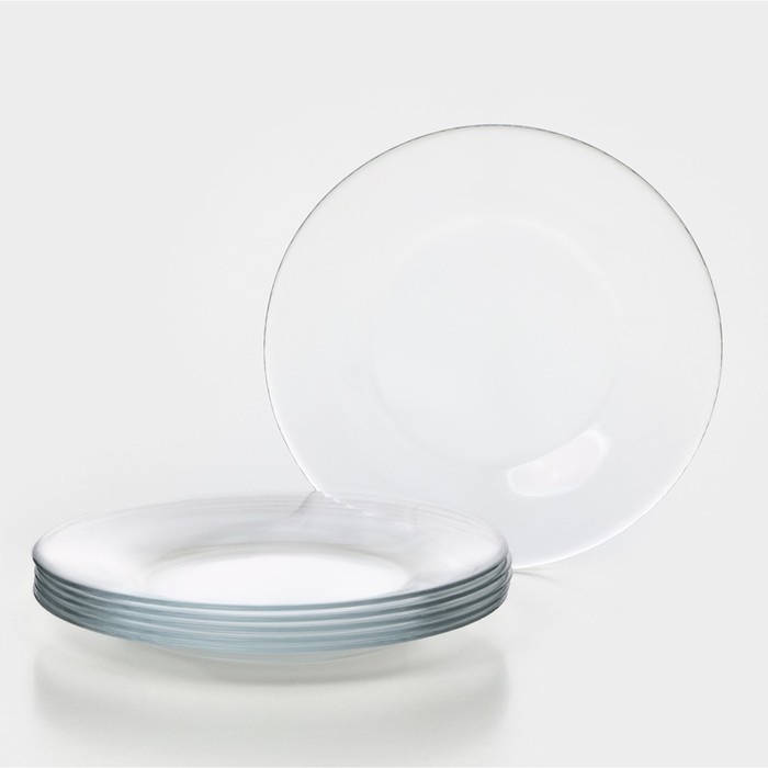 Набор тарелок стеклянный Invitation, d=19,5 см, 6 шт, цвет прозрачный - Фото 1