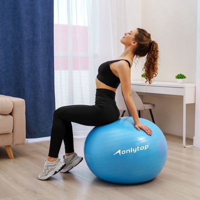Фитбол ONLYTOP, d=85 см, 1400 г, антивзрыв, голубой
