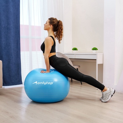 Фитбол ONLYTOP, d=85 см, 1400 г, антивзрыв, голубой