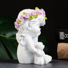 Фигура "Ангелочек с медведем" белый 9х9х13см - фото 24594545