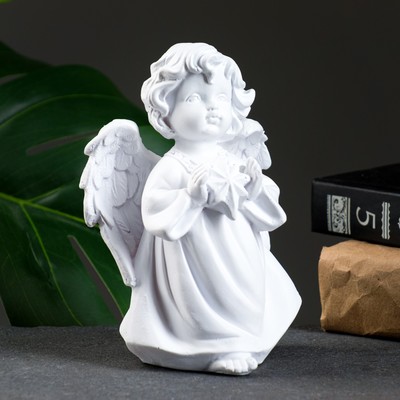 Фигурка полистоун «Ангелочек со звездочкой», белый, 11×8×15 см