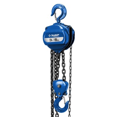 Таль цепная «ЗУБР» Профессионал ТШ-3-6, шестеренная, 3 т, 6 м