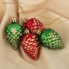 Ёлочные игрушки 4 шт. «Шишка с золотинкой» 5×4 см, красный зелёный - Фото 2