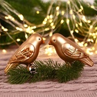 Ёлочные игрушки 2 шт. «Зимнее волшебство. Воробушек» пластик, 9×4 см, коричневый - Фото 2