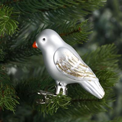 Набор ёлочных игрушек 2 шт. «Зимнее волшебство. Воробушек» пластик, 9х4 см серебро