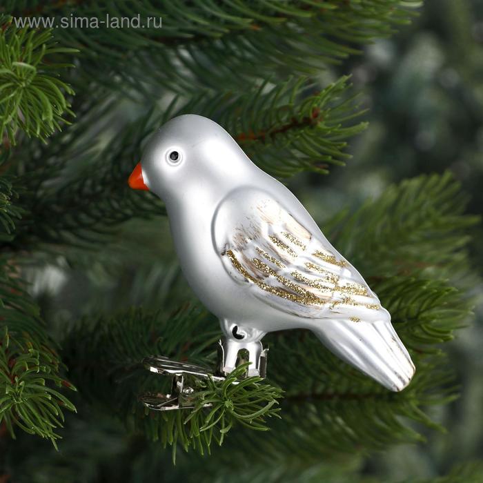 Набор ёлочных игрушек 2 шт. «Зимнее волшебство. Воробушек» пластик, 9х4 см серебро - Фото 1