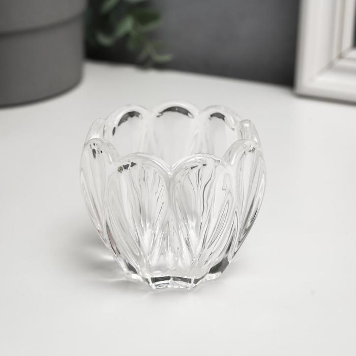 Подсвечник стекло на 1 свечу "Бутон тюльпана" прозрачный 6х7,3х7,3 см - Фото 1