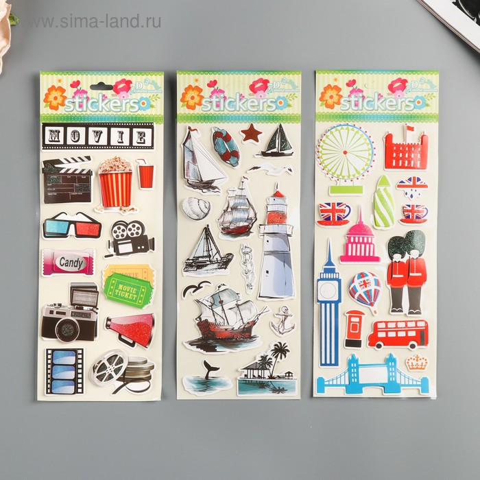 Наклейка бумага "Картинки" МИКС 28х10 см - Фото 1