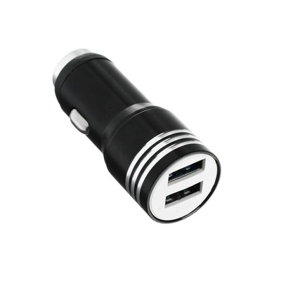 Зарядное устройство с аварийным наконечником, USB 1.0 А; 2.1 А, черный